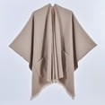 thumbnail image 2 of Ediodpoh Womens Warm Shawl Wrap Cape Winter Cardigan Sweater Open Front Poncho for Cold Weather Coffee, 2 of 3