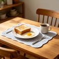 thumbnail image 6 of HCBY Striped Cotton Placemats, Blue White Vertical Stripes with Scalloped Trim, Washable Stain-Resistant Table Mats, 20x14 Inch Decorative Mats for Farmhouse Dining, 6 of 8