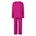 thumbnail image 5 of felwors Womens 2 Piece Outfits Fall Loose Long Sleeve Crewneck Tops and Wide Leg Long Pants Sweatsuit Lounge Sets with Pockets Hot Pink, M, 5 of 5