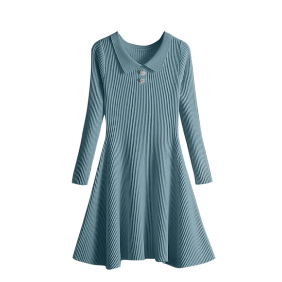 Wedding Guest Dresses Womens Fall Dresses Sweater Long Sleeve V Neck Wrap Trendy Casual Outfits Dress Maxi Dress with Pockets S-171 Light Blue One Size