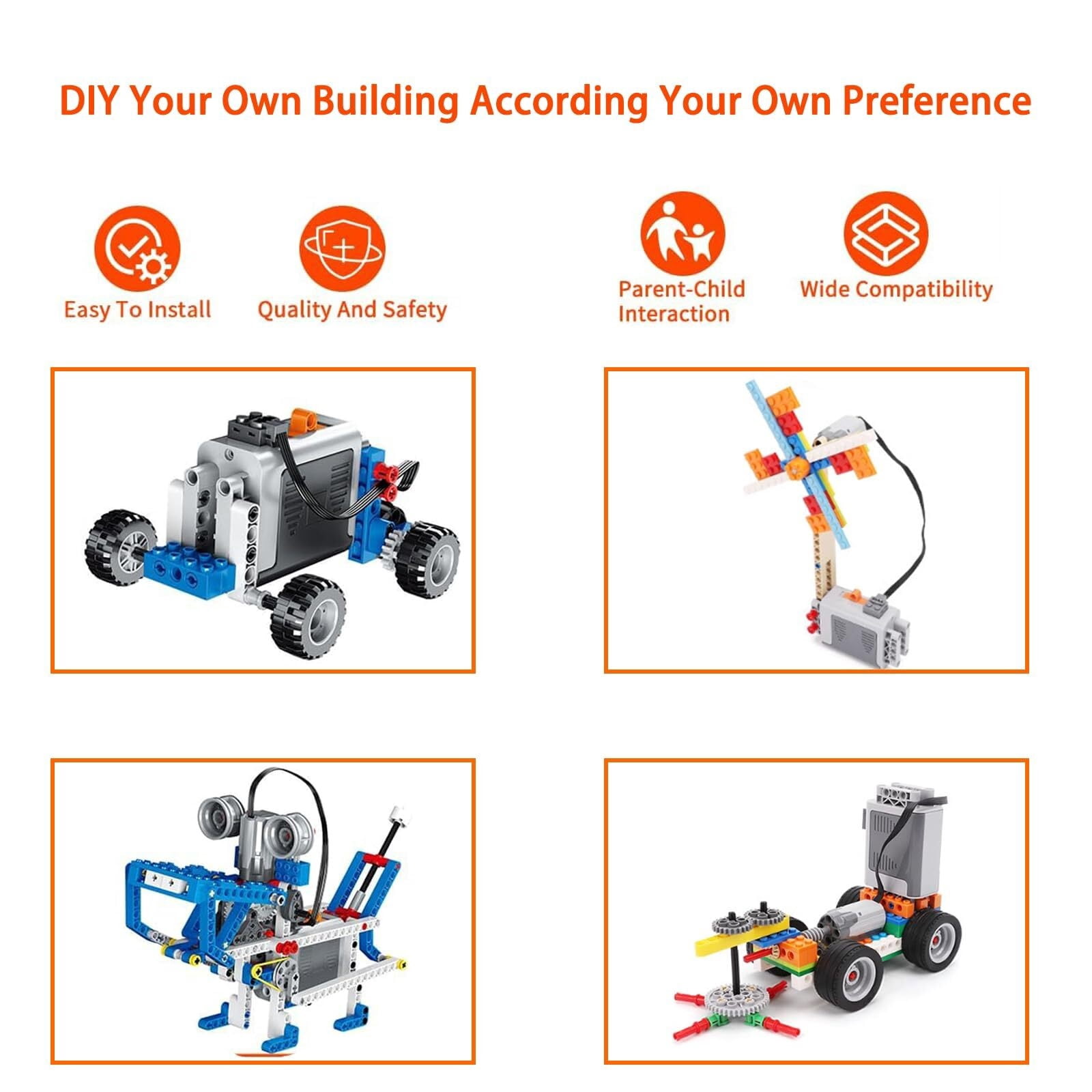 5-in-1 Power Function Motor Kit for M Motor, Battery Box, 2.4G Receiver & Remote Control - Includes Building Block Tool Kit: Brick Separator, Hammer, Block Pliers