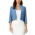thumbnail image 1 of BLAZER CORTO ELEGANTE SIN COLLAR PARA MUJERES CHIC DE TRABAJO, ABIERTO EN FRONTAL, AZUL POLVO M, 1 of 6