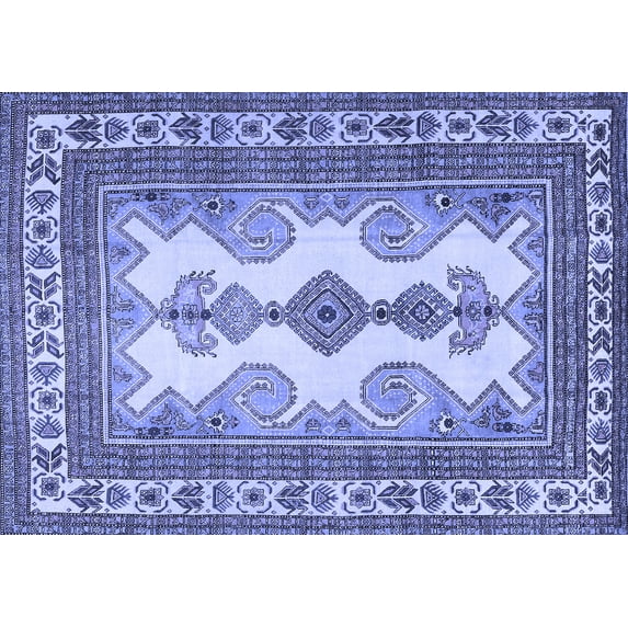 Ahgly Company Machine Washable Indoor Rectangle Persian Blue Traditional Area Rugs, 4' x 6'