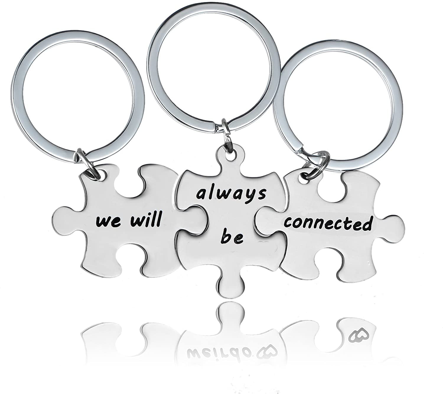 3PCS We Will Always Be Connected Keychain Set, Best Friends Keychains for 3, Friendship Keychain Jewelry Gift for Sisters Friends