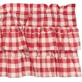 thumbnail image 3 of VHC Brands Annie Buffalo Check Cotton Farmhouse Kitchen Curtains Rod Pocket Hanging Loops Ruffling 16x60 Valance, Red Country, 3 of 8