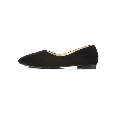 Women's Wide Width Flat Shoes Suede Comfortable Slip On Round Toe Ballet (Best Comfortable Ballet Flats)