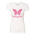 thumbnail image 2 of Wild Bobby, Butterfly Pink Ribbon Faith Hope Love, Breast Cancer Awareness, Women Slim Fit Junior Tee, White, Small, 2 of 5