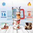 thumbnail image 4 of 40 Oz Flowers Tumbler with Handle and Straw,Double Wall Vacuum Reusable Stainless Steel Water Bottle Leak Proof Insulated Travel Mug Iced Coffee Cup, for Iced or Cold Beverages, 4 of 7