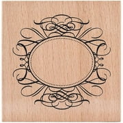 American Crafts Mounted Rubber Stamp 3"X3"-Oval Flourish