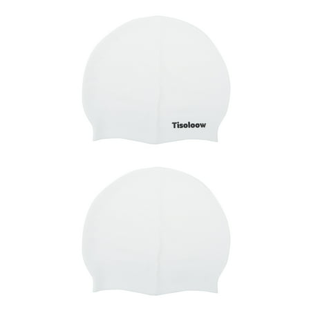 Tisoloow Kids Swim Caps for Boys Girls Waterproof Bathing Caps Durable Non-Slip Swimming Pool Cap Elastic Swimming Cap White One Size