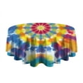 thumbnail image 5 of Colorful Rainbow Tie Dye Spiral Pattern Round Tablecloth 60"x60",Wrinkle Wipeable Table Cloth for Kitchen Dining Room Picnic Patio Party, 5 of 6