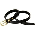 thumbnail image 2 of Men Or Womens Skinny Black Latigo Leather Belt Light Gold Buckle Set, 2 of 4
