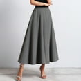 thumbnail image 2 of MIXUE Skirts For Women Summer Solid Color Elastic High Waist A Line Elegant Casual Maxi Skirt Streetwear,Gray,One Size, 2 of 8