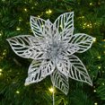thumbnail image 2 of Holiday Time 9IN Silver Glitter Poinsettia Pick, 2 of 4