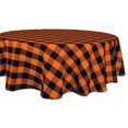 thumbnail image 1 of Mantel redondo DII 178 cm con diseño de cuadros naranja y negro, 1 of 7