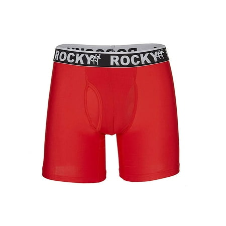 Rocky Performance Boxer Briefs - 2 Pack Men's Stretch Athletic Underwear, Red-2XL
