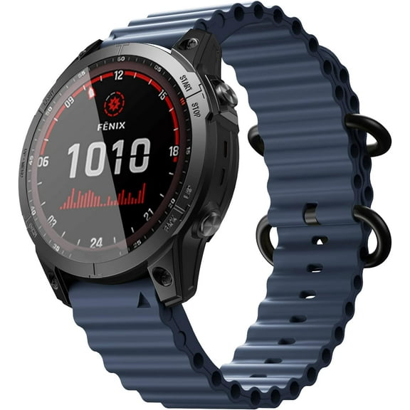 Tianle Compatible with Garmin Fenix 6X/6X Pro Band, 26mm Ocean Silicone Sport Watch Band for Fenix 5X, Fenix 5X Plus, Fenix 7X, Instinct 2X Quatix 6X, Quatix 7X, Enduro 2, Tactix Delta
