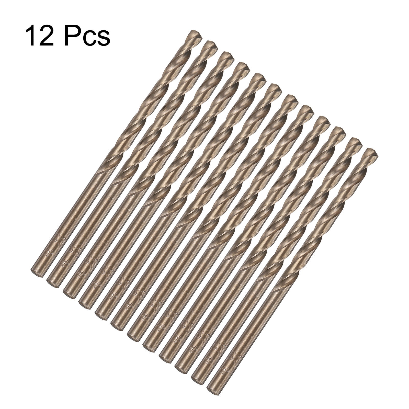 Uxcell 12pcs Cobalt Drill Bit #21 0.159" HSS-CO Baked Yellow Twist Drill Bit Set