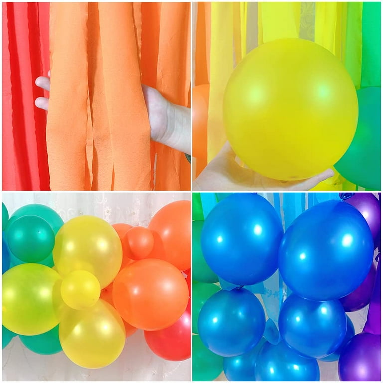 200pcs Pastel Streamers Backdrop Yellow Orange Blue Green Hot Pink