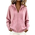 thumbnail image 2 of Odbmxy Womens Cardigan Sweaters Fall Winter Hooded Long Sleeve Womens Sweaters Knit Zip up Solid Color with Pockets, 2 of 5