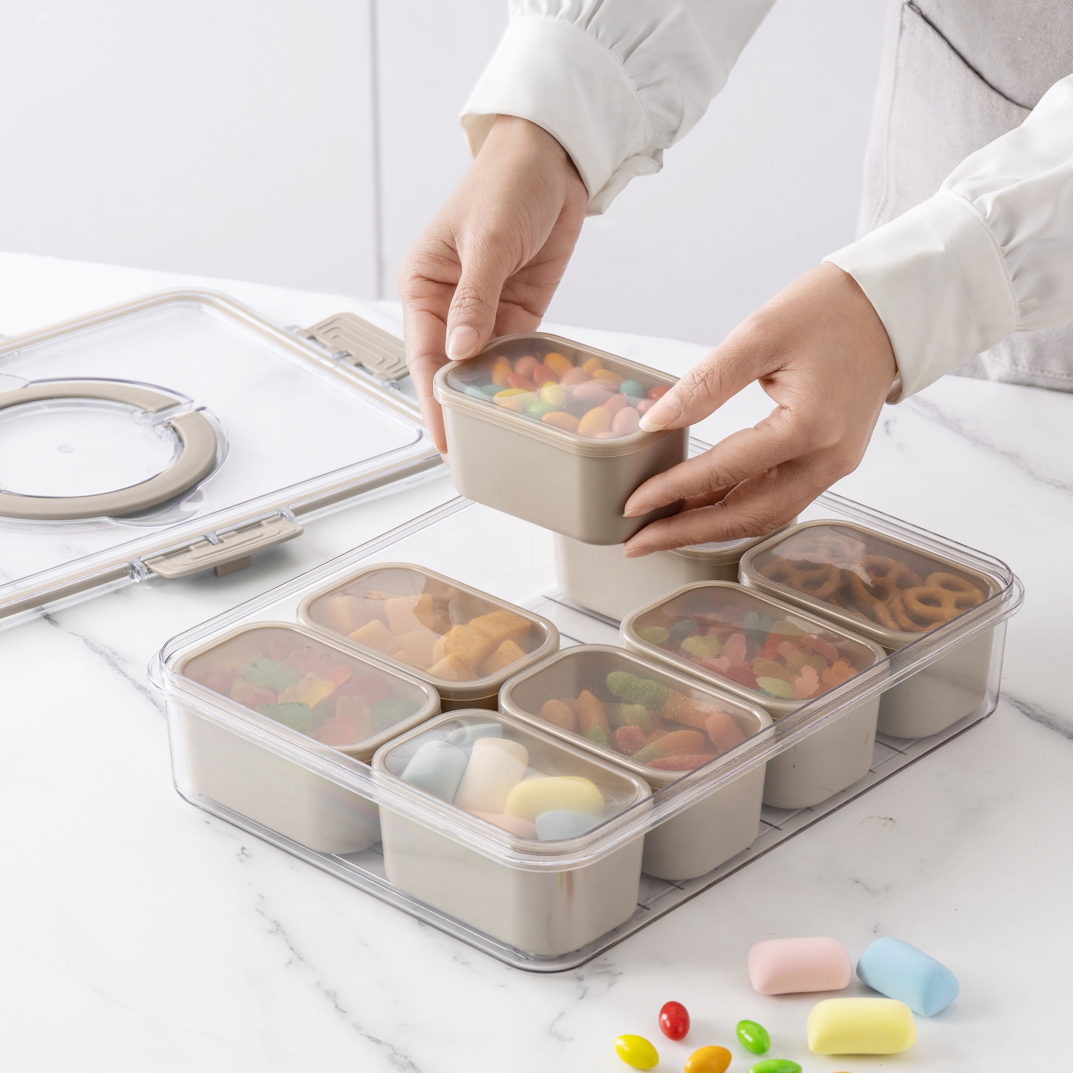 アムウェイ FoodStorage 8点セット Cook With Color Snackle Box Food Storage, 8-Compartment, Taupe