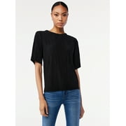 Scoop Women's Crinkle Knit Tee with Short Sleeves