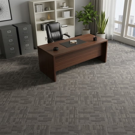 Petgrow Commercial Carpet Tiles, 24" x 24" Squares, 18 Tiles, 72 sq ft, Non-Slip Soft Floor Carpet for Office, Bedroom, Living Room,Easy DIY Installation with Flexlok Tabs (1 Box Sample,Brown)