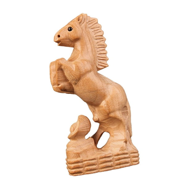 Estatua de caballo de madera tallada a mano, figura de caballo de escritorio, caballo de madera hecho a mano Estilo A