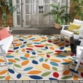 thumbnail image 2 of SAFAVIEH Cabana Janae Floral Indoor/Outdoor Area Rug, Ivory/Green, 6'7" x 9', 2 of 16