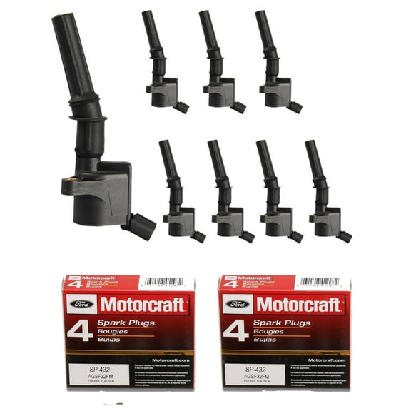 Set of 8 ISA Ignition Coil and 8 Motorcraft Spark Plug Compatible with 2000 Ford F150 Lariat Extended Cab Pickup 4-Door 4.6L V8 Replacement For DG508 FD503