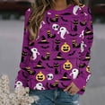 thumbnail image 2 of Chandails en Molleton d'Halloween pour Femmes Citrouille Col Rond Décontracté Manches Longues Ample Chandail de Vacances, 2 of 3