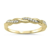 CHOOSE YOUR COLOR Gold-Tone White CZ Wedding Ring .925 Sterling Silver Stackable Band