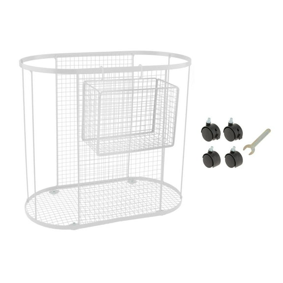 Kuntesetty Gym Equipment Storage Basket with Wheels Metal Gym Organizer for Yoga Blocks White