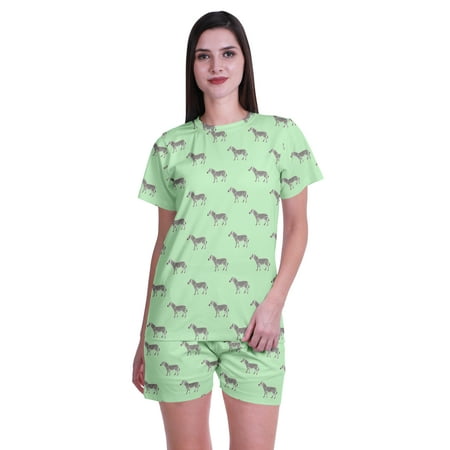 

Moomaya Printed Tees Shorts Pajamas Set For Women Sleepwear Pjs For Girls