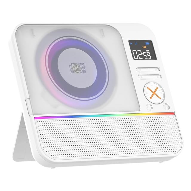 Reproductor de CD portátil MONODEAL HiFi estéreo con Bluetooth blanco