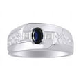 thumbnail image 1 of RYLOS Men's Rings 14K White Gold Classic Nugget 6X4MM Oval Gemstone & Diamond Ring Sapphire September Birthstone Rings Size 12, 1 of 7