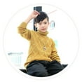 thumbnail image 4 of GYRATEDREAM Kids Boys Girls Cable Knit Slim Fit Sweaters Long Sleeve Crewneck Chunky Pullover Cute Knitwear Fall Jumper Tops for 5-6Y Yellow, 4 of 9