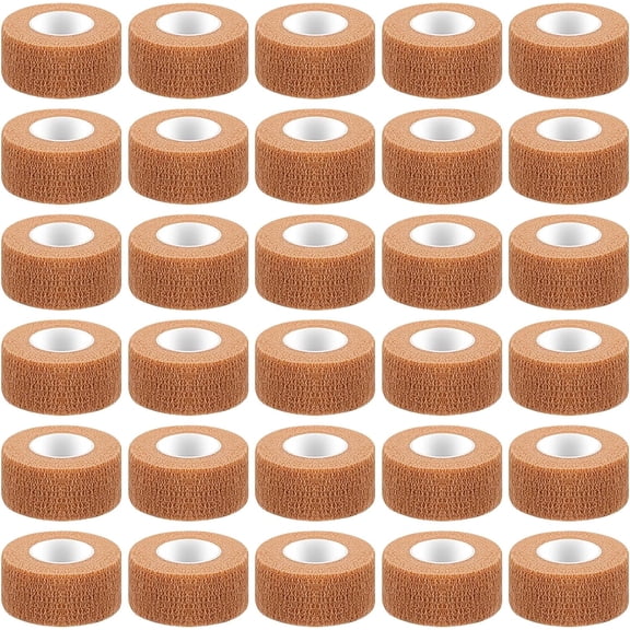 30Pack Self Adhesive Bandage Wrap,Self Adherent Cohesive Wrap Bandages 1 Inch x 5 Yards,Athletic Elastic Cohesive Bandage,Breathable Vet Wrap for Sport Wrist Knee, Beige