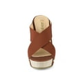 thumbnail image 5 of BLISSFUL STEP Women's Shoes Wedge Open Toe Crisscross Straps Linen Platform Sandals Brown 8.5, 5 of 6