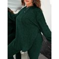 thumbnail image 3 of Plus Size Women 2 Piece Outfit, Ribbed Knit Hooded Long Sleeve Top and High Waist Leggings Set, 3 of 5