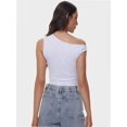 thumbnail image 6 of Women’s One-Shoulder Ruched Crop Top - Casual Off-Shoulder Twist Strap Summer Tank Top, Going Out Shirt, 6 of 6