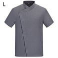 thumbnail image 2 of Uniforme de chef Delantal de cocina de manga corta de verano con bolsillos delanteros Trajes Carnicero Servidor Ropa Suministros para el hogar Absorbedores de humedad Gris L sidaley LF000327-09, 2 of 7