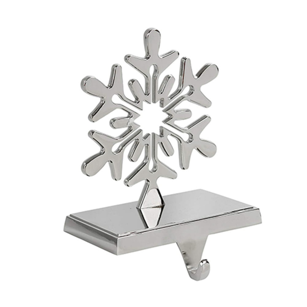 Christmas Snowflake Holders, Silver Stocking Hangers for Fireplace