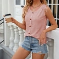 thumbnail image 6 of FAIWAD Summer Tank Tops for Women Sleeveless Drawstring Shoulder Tops Casual Button Front Camisoles Blouses, 6 of 7
