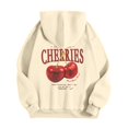 thumbnail image 5 of Puliio Women's Cherry Graphic Hoodies Cute Printing Full Sleeve Plus Size Hoody Sweatshirts Loose Casual Pullover Top Outdoor Hooded Jackets For Womens, 5 of 6