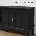 thumbnail image 3 of CBJCBJ Retro 67" TV Stand for TVs up to 70", Living Room Entertainment Center with 4 Door Storage Cabinet,Black, 3 of 6