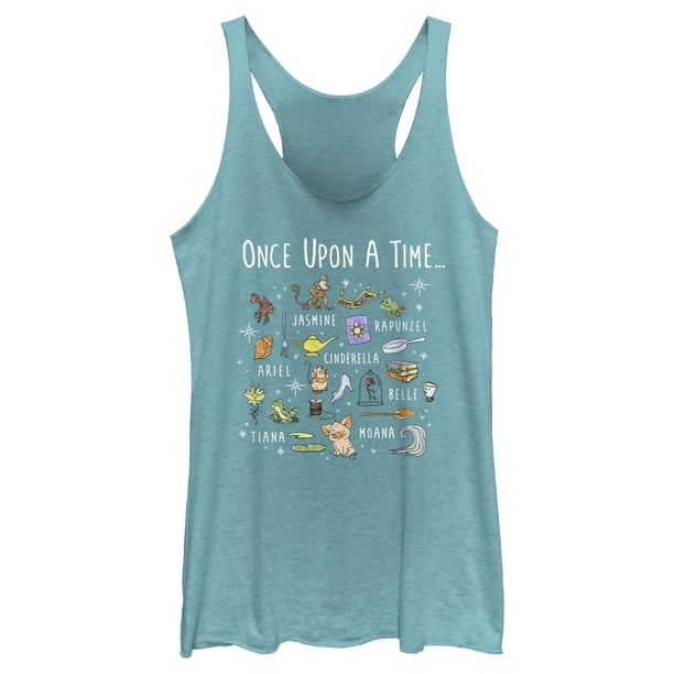 Disney Princess Once Upon a Time Tri-Blend - Camiseta sin Mangas con Espalda Cruzada para Mujer, Azul Tahití, XXL