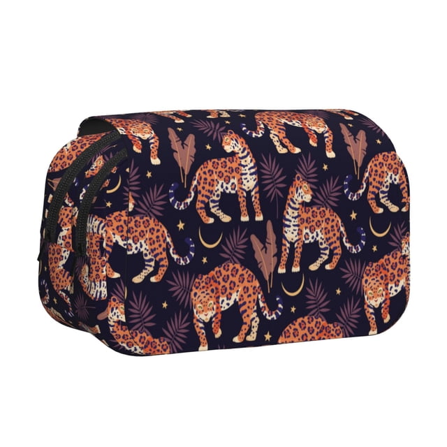Easygdp Leopard Print para Estuche de Lápices con Tapa Flip, Suministros de Oficina y Universidad para Adolescentes y Adultos