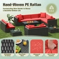 thumbnail image 4 of Homall 13 Pieces Rattan Patio Furniture Conversation Set with 43" Gas Propane 50000 BTU Fire Pit Table Outdoor Sectional Sofa for Backyard,Red, 4 of 10