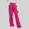 thumbnail image 2 of Girls Flare Leggings with Side Pockets and Elastic Waistband – Bell Bottom Athletic Pants for Active Kids,Hot Pink 11-12 Years, 2 of 7